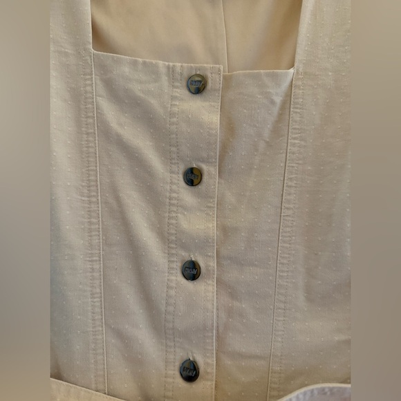 DKNY Cream Button-Down Midi Dress With Belt - Picture 3 of 7
